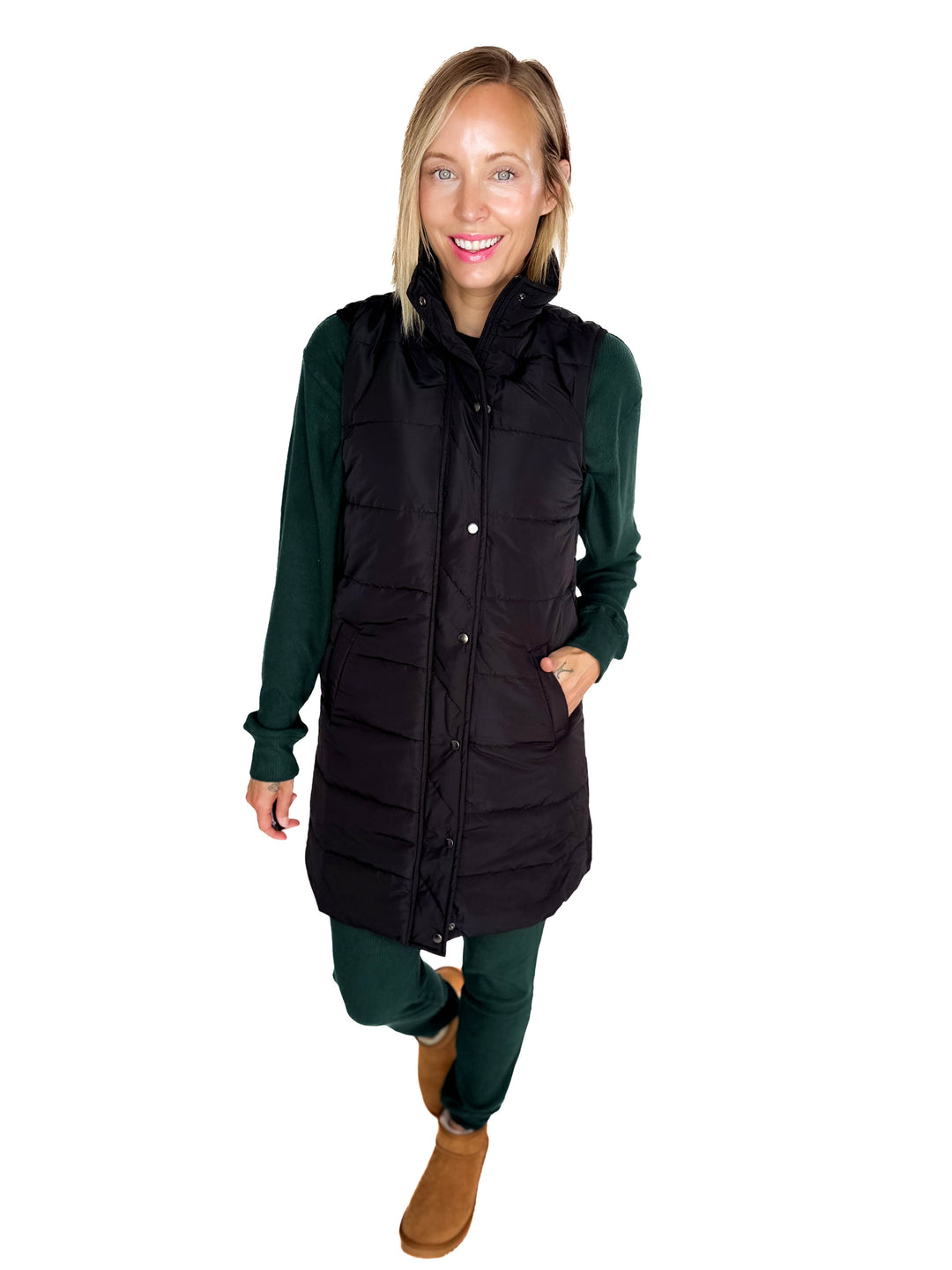 MICHELLE MAE Harlow Cling-Free Longline Vest- BLACK *PRE-ORDER SEPT 10TH**