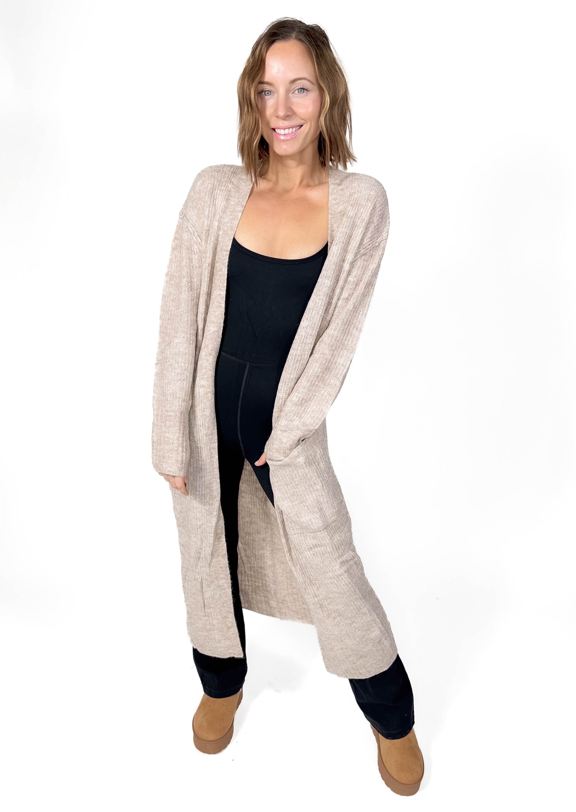 Swiss Alps Thumbhole Cardigan- OATMEAL