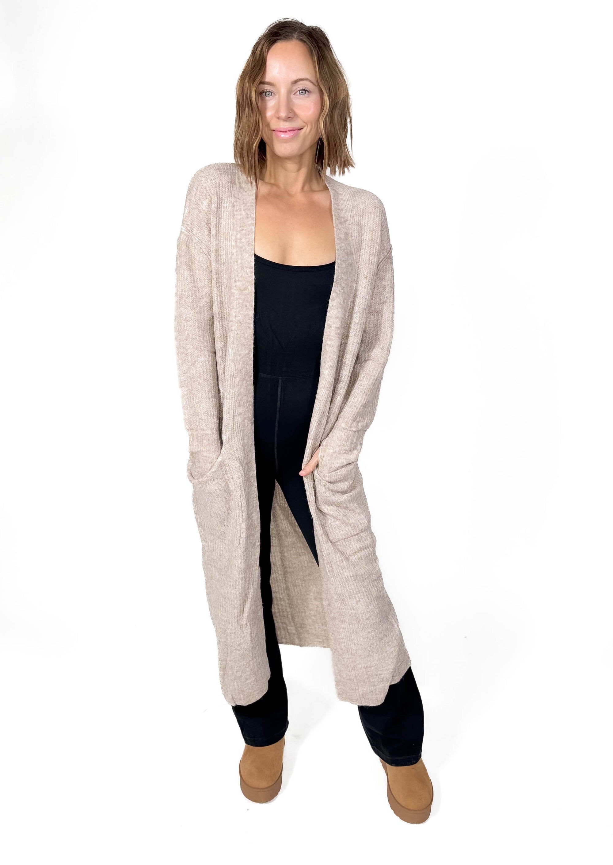 Swiss Alps Thumbhole Cardigan- OATMEAL