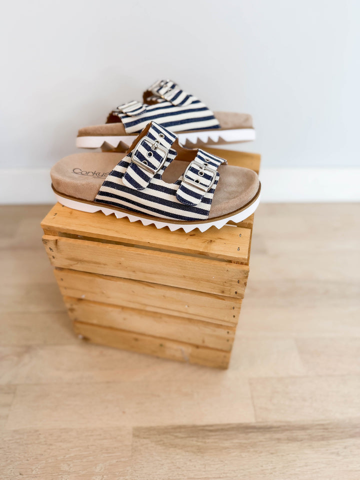 Dash Sandal- NAVY NATURAL STRIPE-FINAL SALE *8*