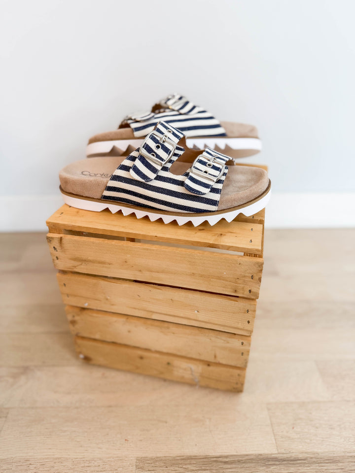 Dash Sandal- NAVY NATURAL STRIPE-FINAL SALE *8*