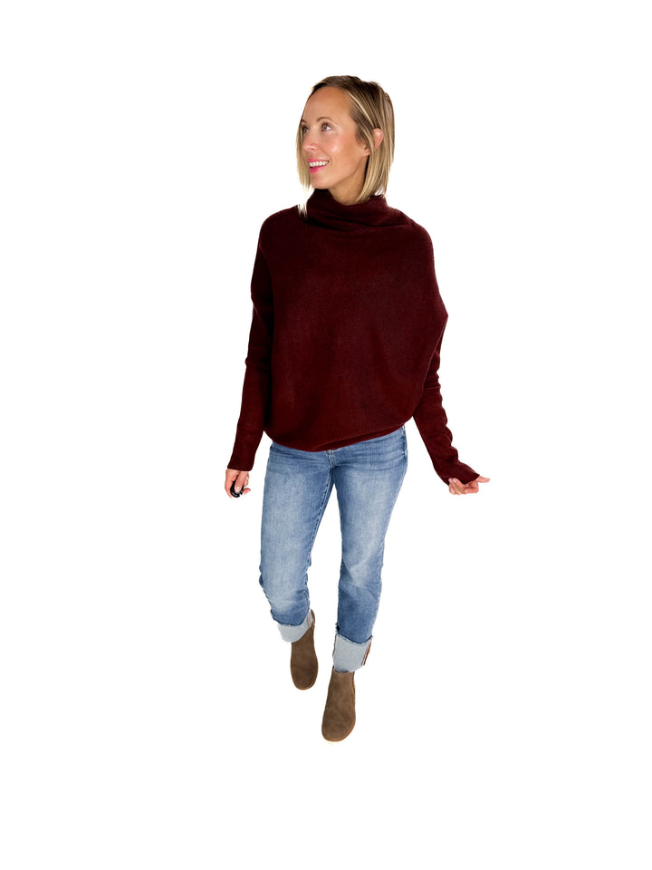 Wrenley Dolman Knit Sweater- CHOCOLATE