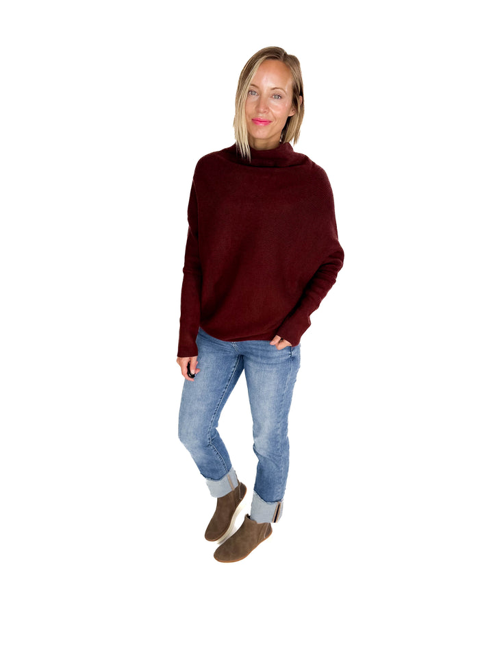 Wrenley Dolman Knit Sweater- CHOCOLATE