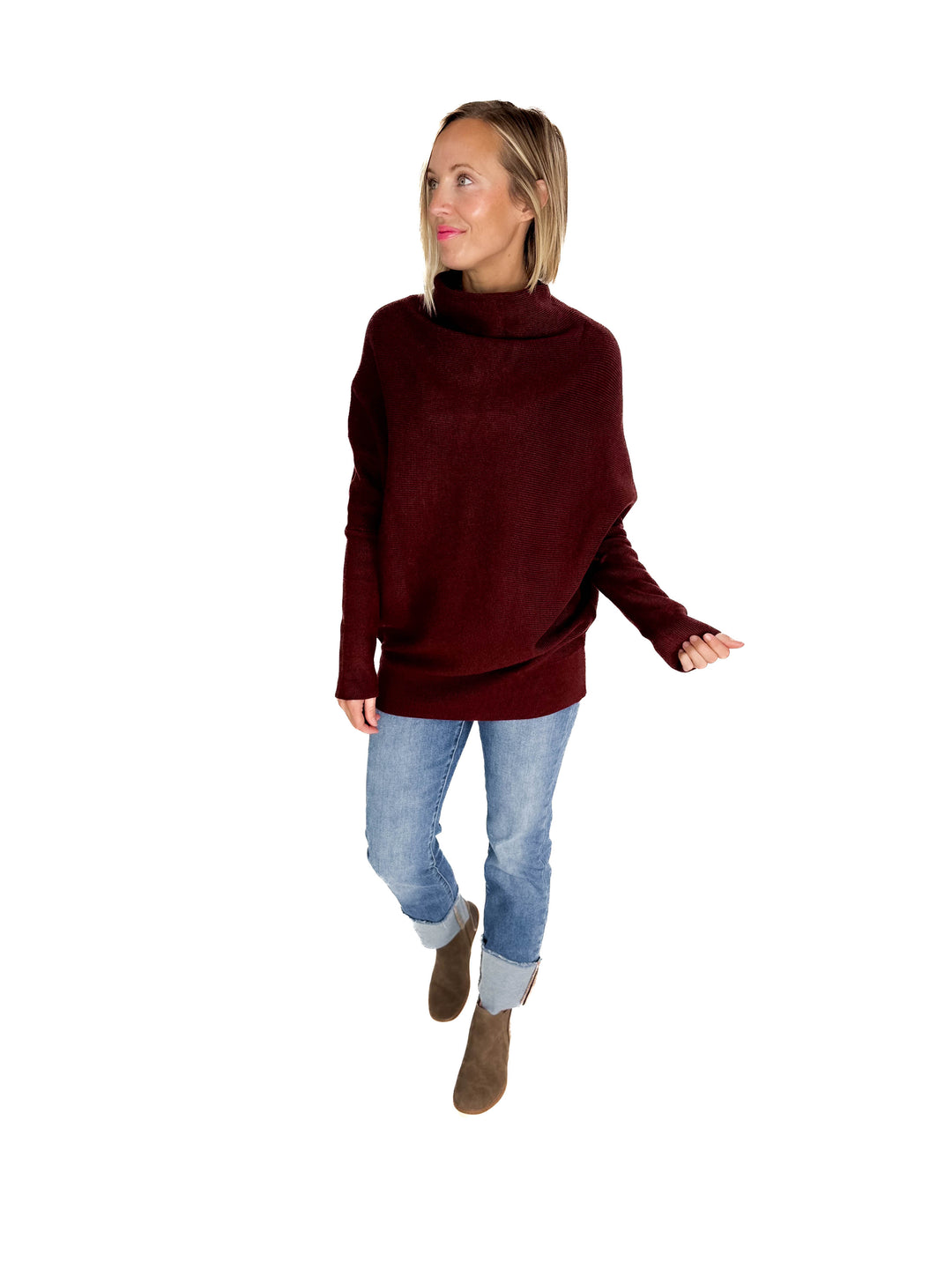 Wrenley Dolman Knit Sweater- CHOCOLATE