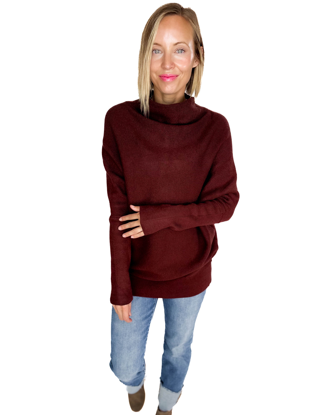 Wrenley Dolman Knit Sweater- CHOCOLATE