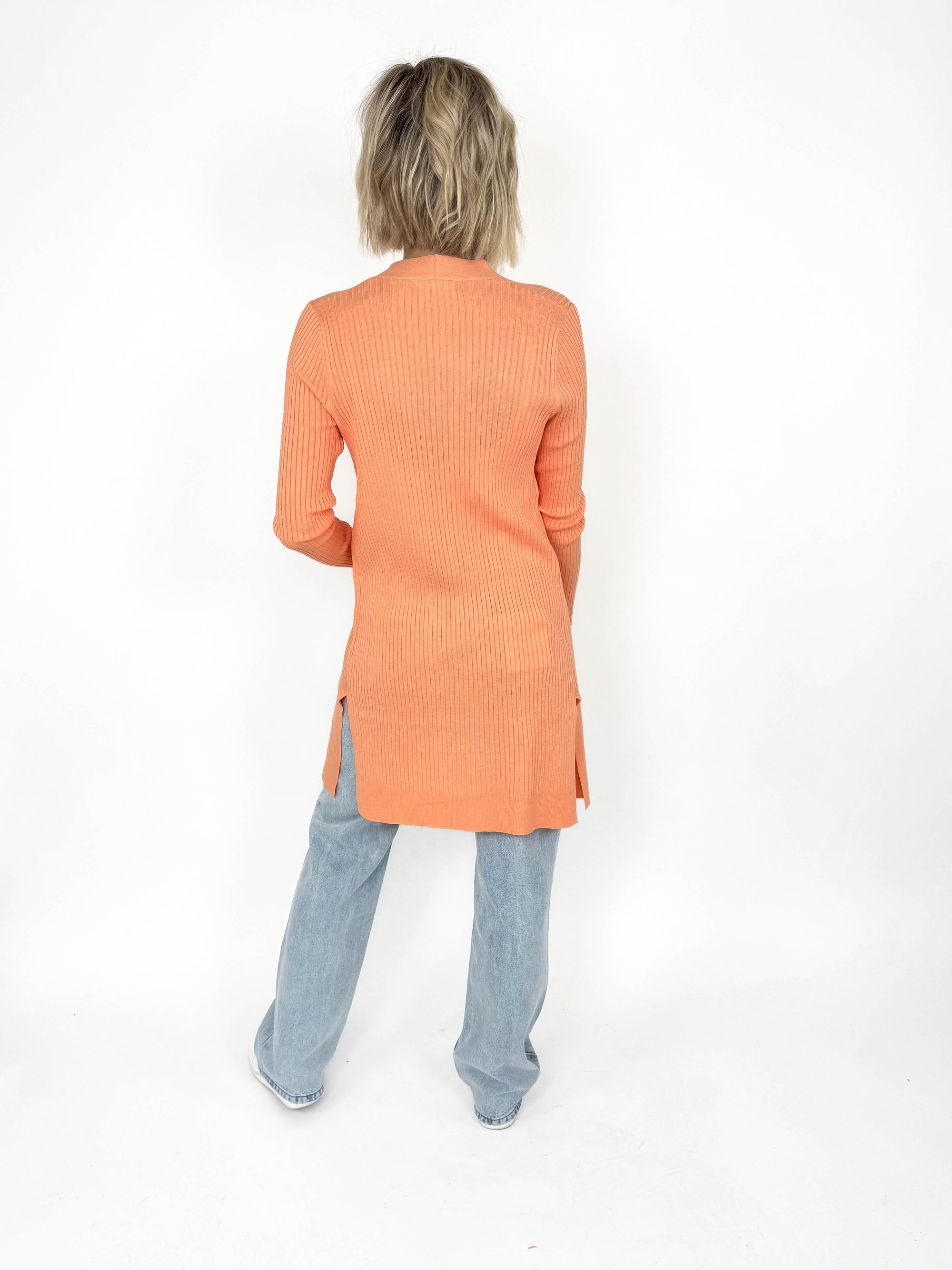 Spring Breeze Ribbed Duster- APRICOT-FINAL SALE