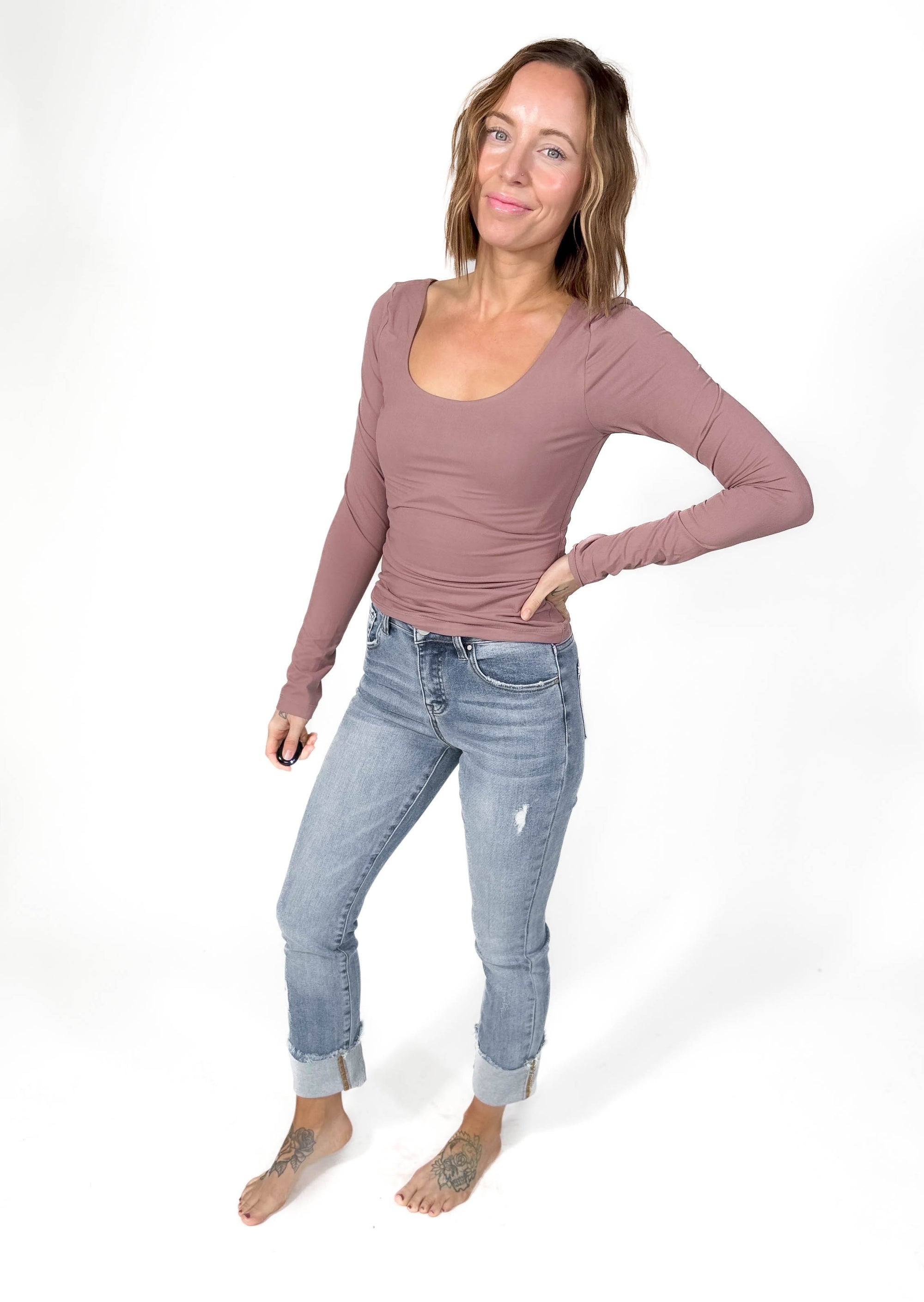 Only The Best Round Neck Butter Long Sleeve- CLAY ROSE