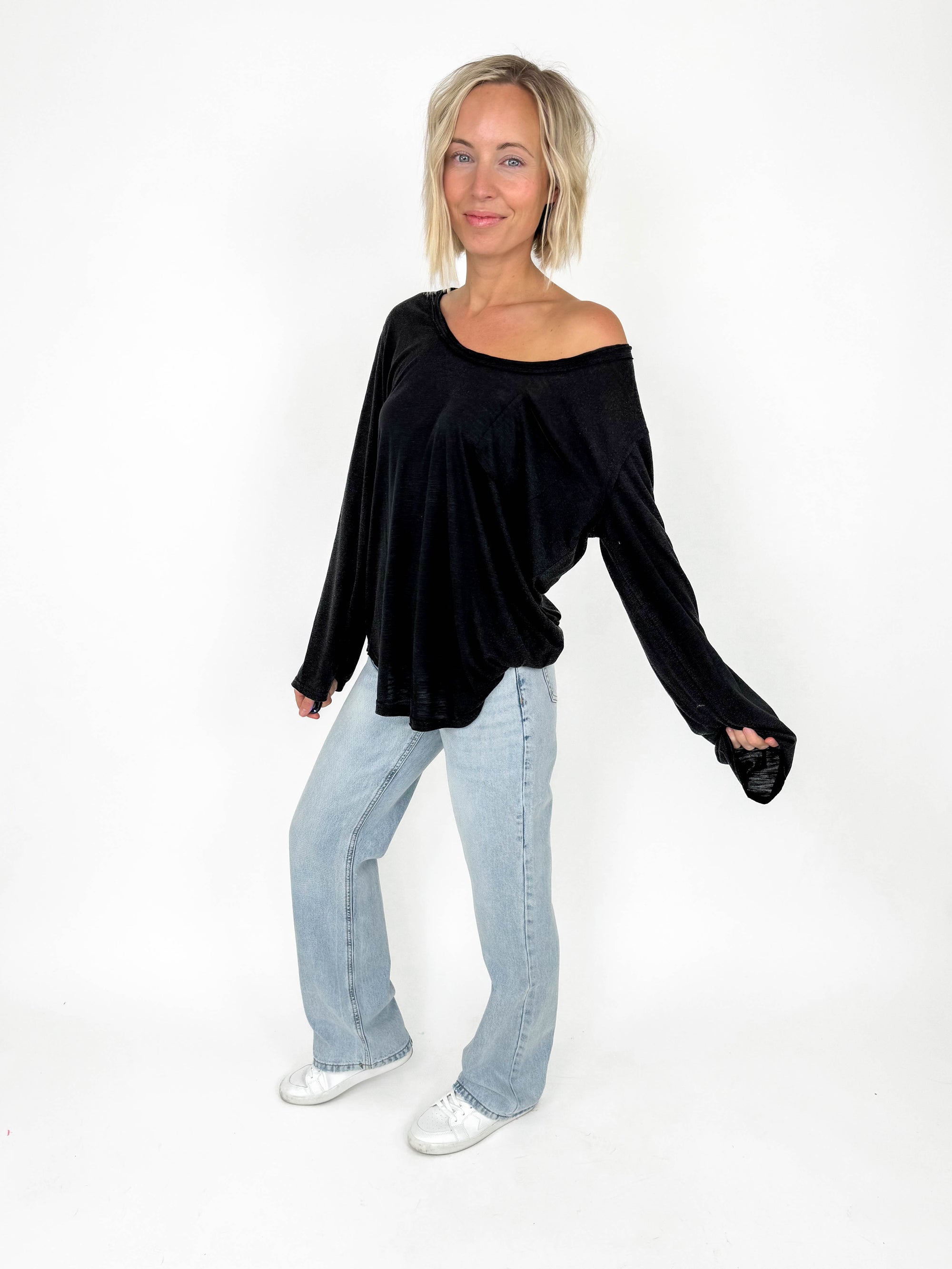 Easy Days Relaxed Long Sleeve- BLACK