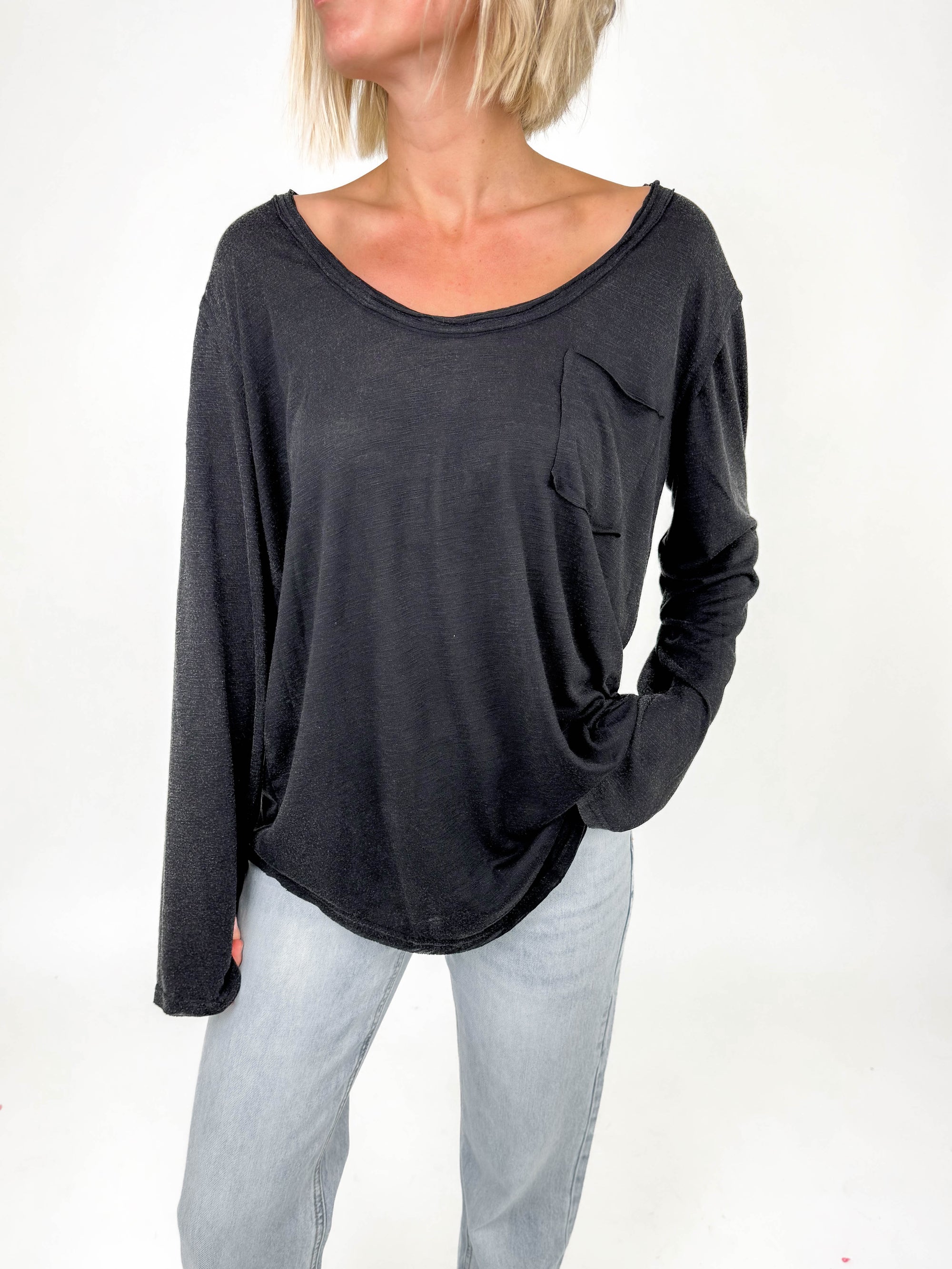 Easy Days Relaxed Long Sleeve- BLACK