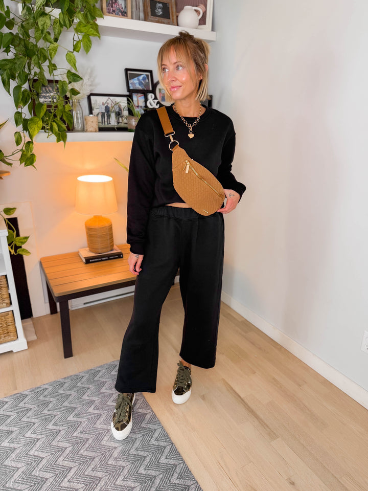 Mono B Alendra Classic Fit Fleece Sweatshirt- BLACK