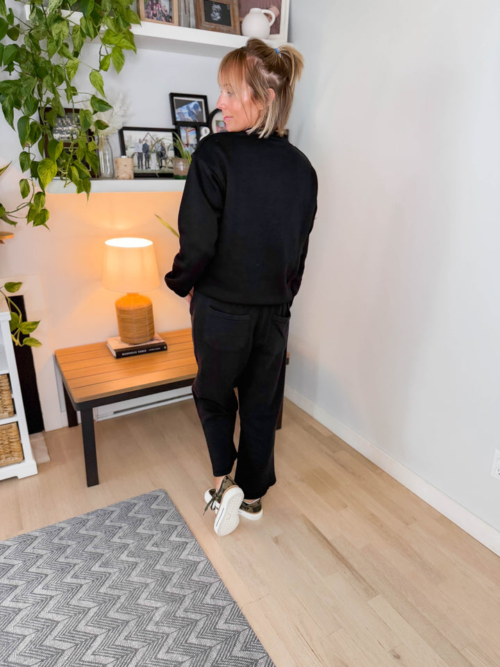 Mono B Alendra Classic Fit Fleece Sweatshirt- BLACK