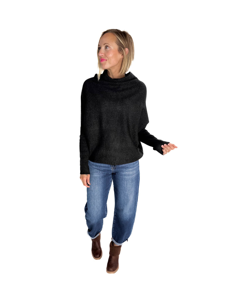 Wrenley Dolman Knit Sweater- CHARCOAL