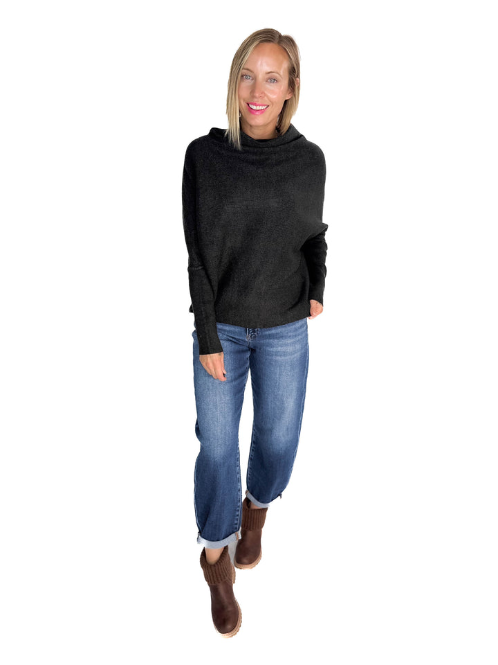 Wrenley Dolman Knit Sweater- CHARCOAL