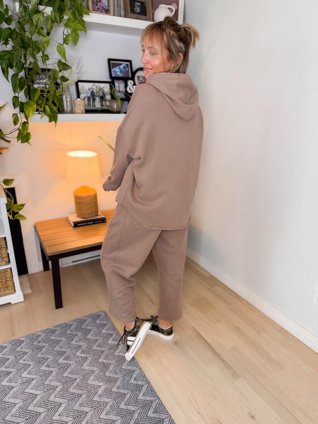 Mono B Malibu Soft Cotton Hoodie- SILKEN TAUPE