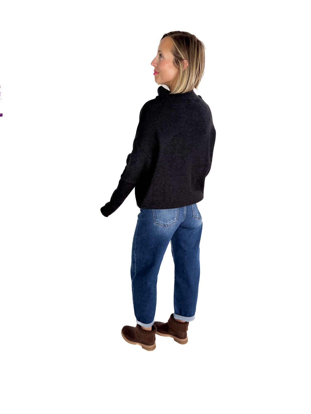 Wrenley Dolman Knit Sweater- CHARCOAL