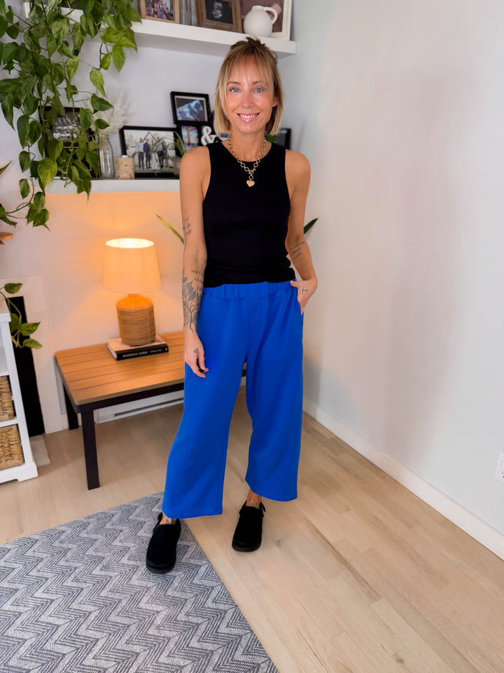 Mono B Malibu Soft Cotton Barrel Lounge Pants- DEEP INDIGO