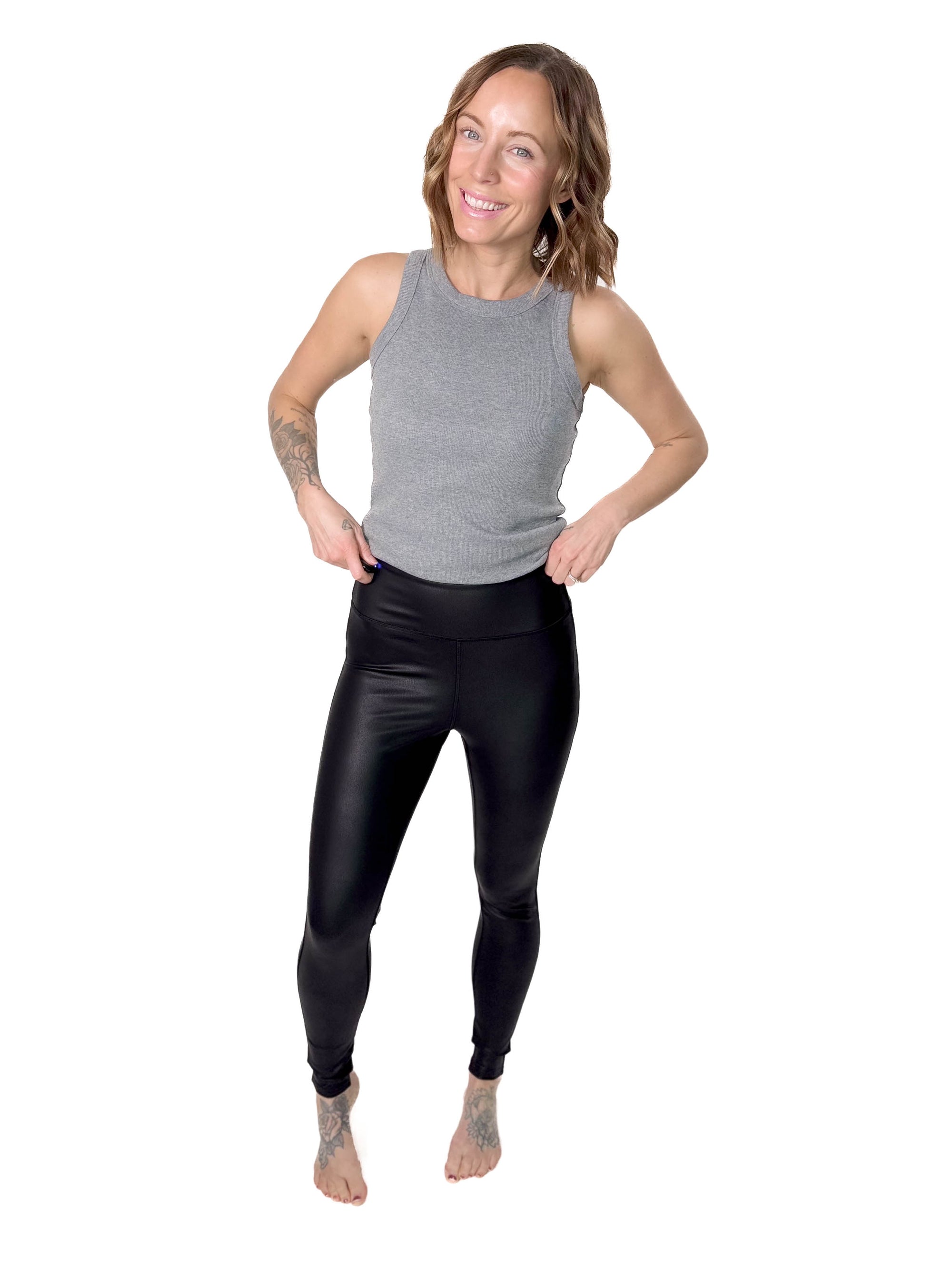 THREAD & SUPPLY Ava Faux Leather Leggings- BLACK-FINAL SALE