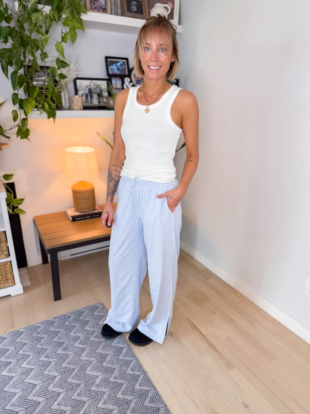 Mono B Finish Line Track Pants- HALOGEN BLUE