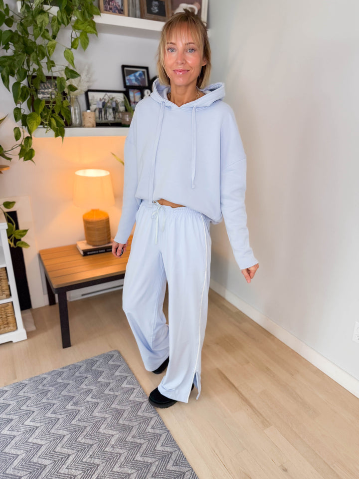 Mono B Malibu Soft Cotton Hoodie- HALOGEN BLUE