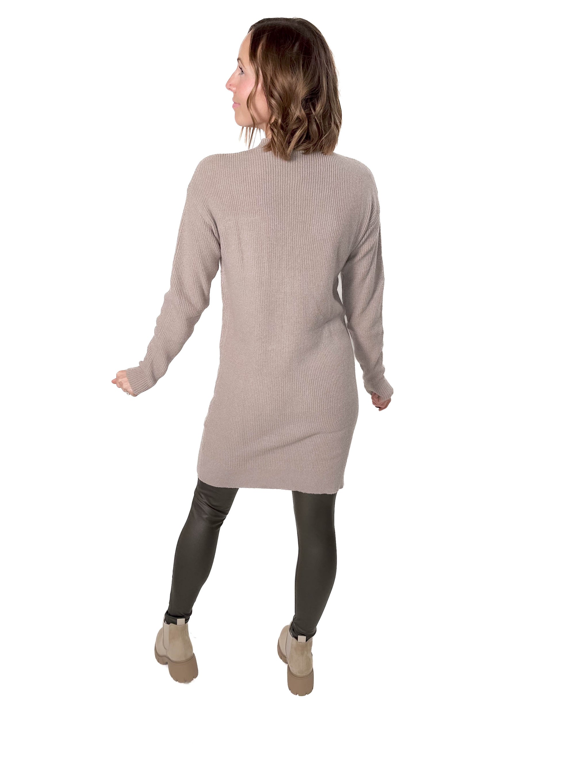 Fiona Pocket Sweater Dress- TAUPE