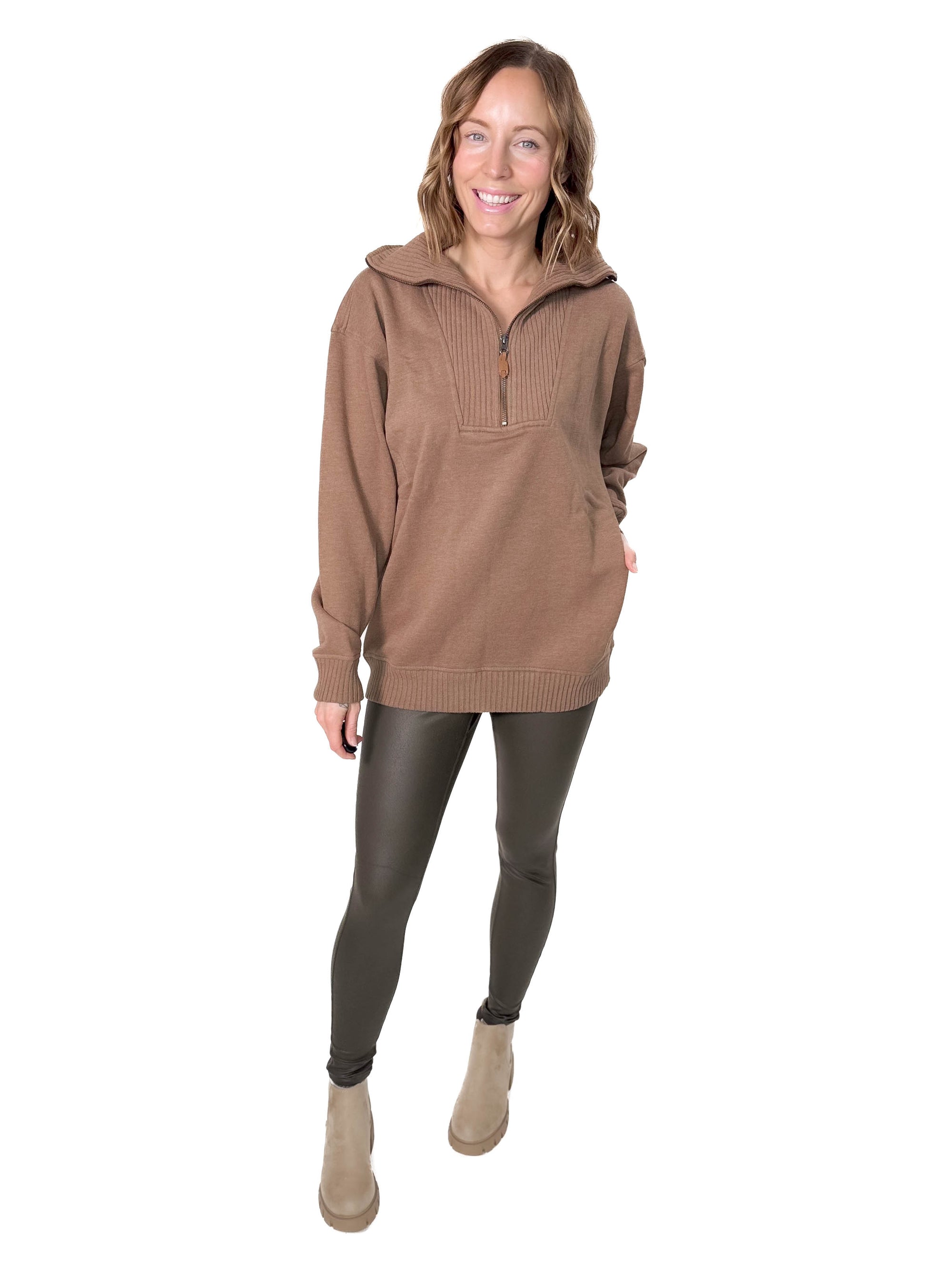 Thelma Mock Neck Fleece- ACORN