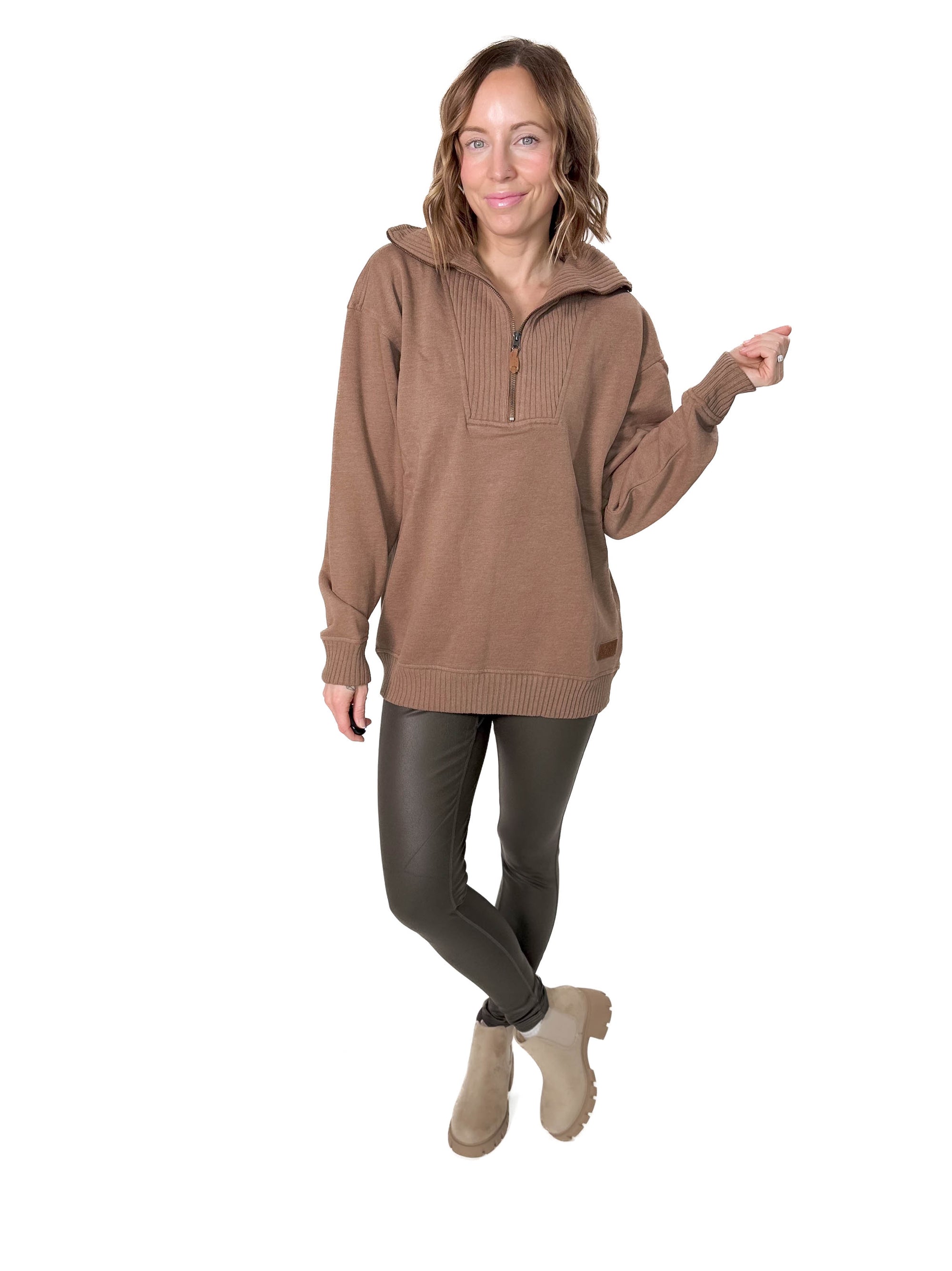 Thelma Mock Neck Fleece- ACORN