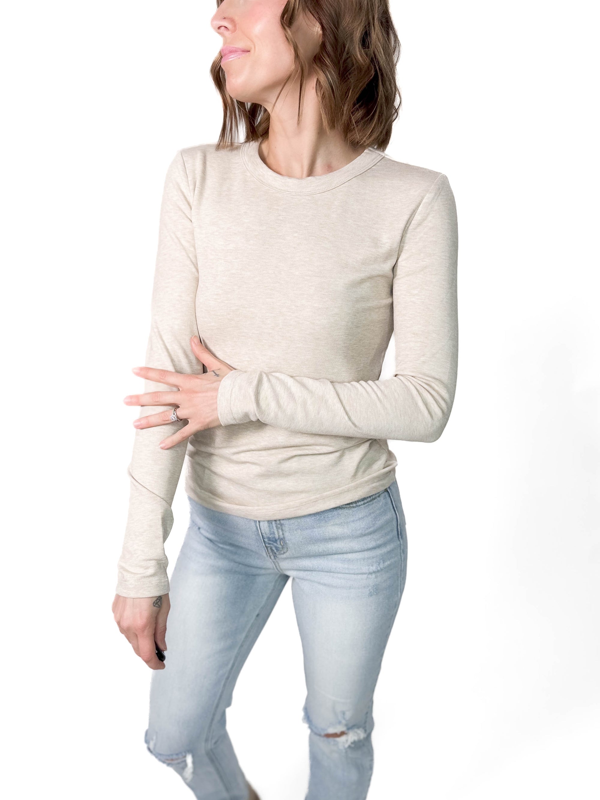 Chello Round Neck Long Sleeve- OATMEAL