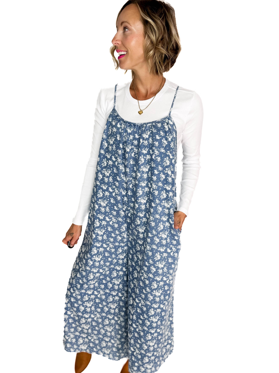 Kolter Floral Denim Jumpsuit