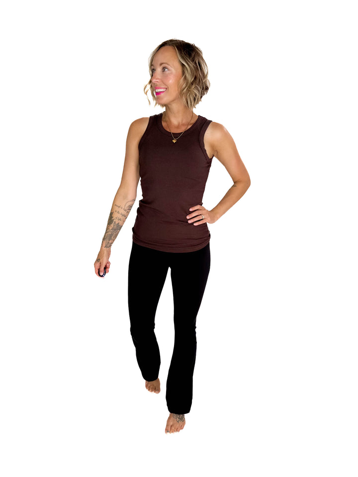 MONO B Kyrie Essential Ribbed Tank- ESPRESSO