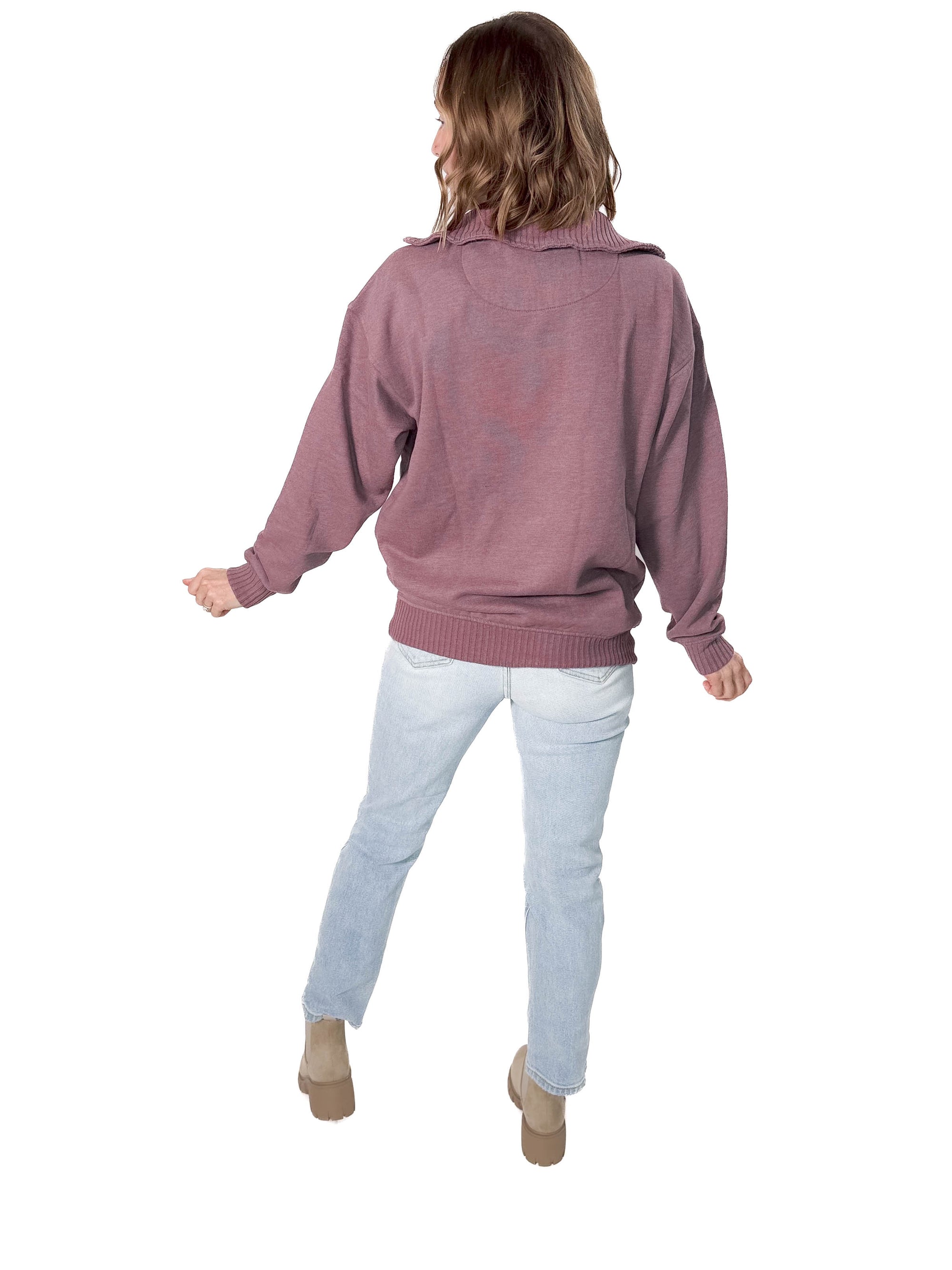 Thelma Mock Neck Fleece- MAUVE-FINAL SALE