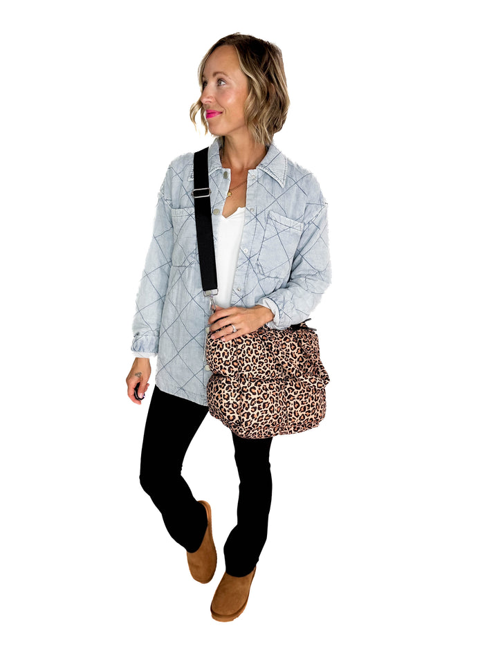 Kady Quilted Puffer Tote- LEOPARD