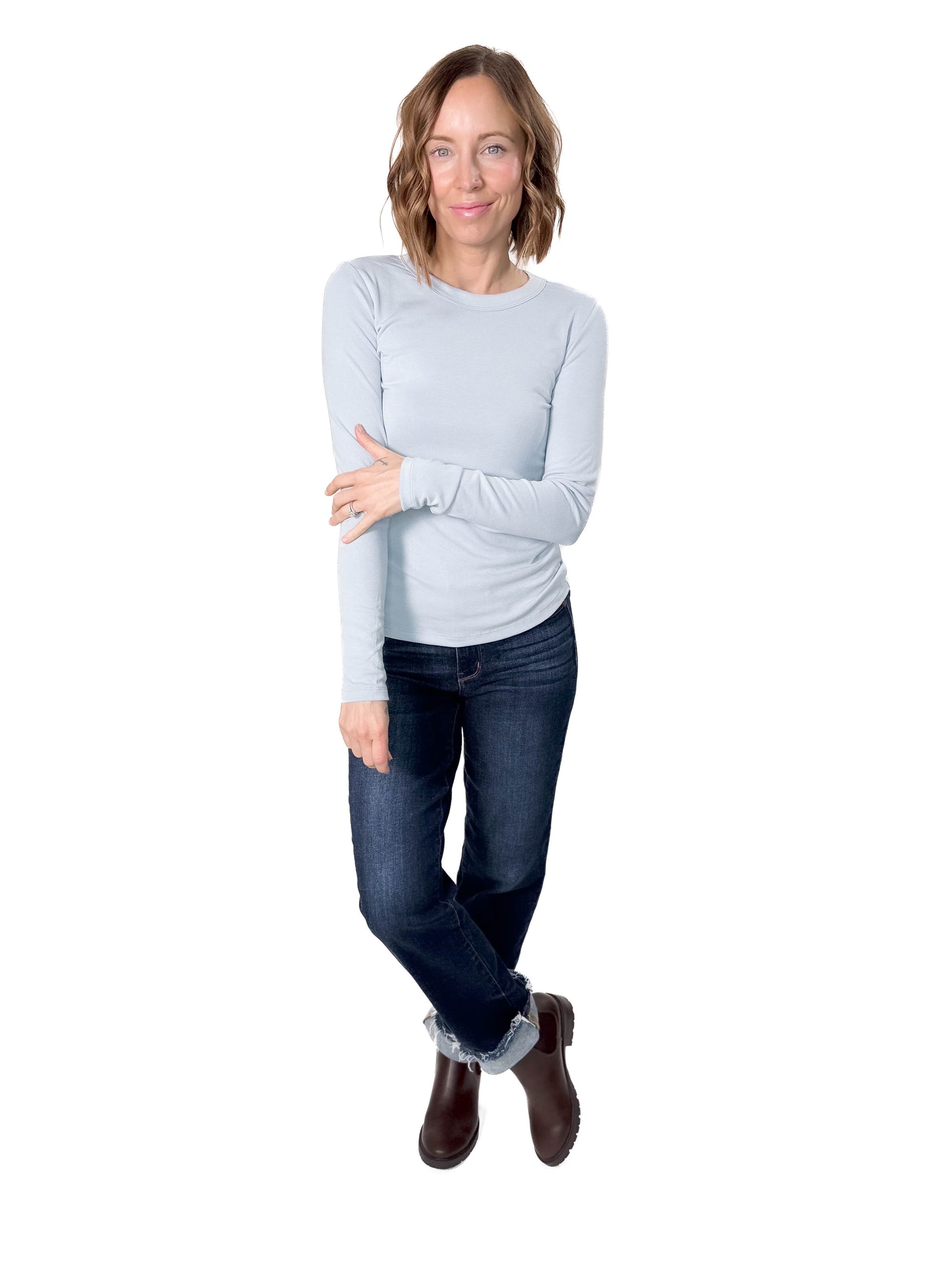 Chello Round Neck Long Sleeve- SKY-FINAL SALE