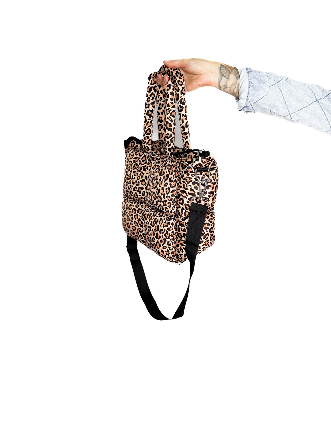 Kady Quilted Puffer Tote- LEOPARD