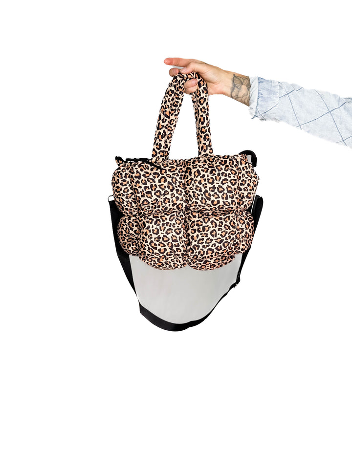 Kady Quilted Puffer Tote- LEOPARD