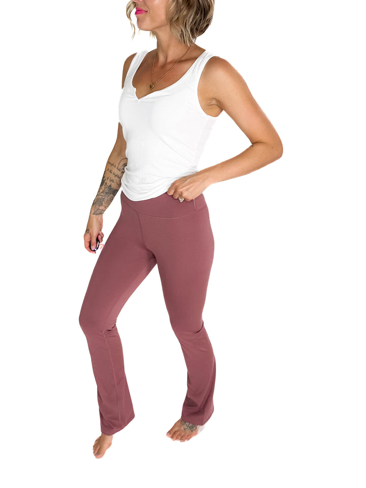 MONO B Krista Bootcut Legging- ROSE TAUPE