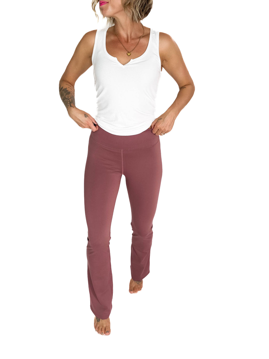 MONO B Krista Bootcut Legging- ROSE TAUPE