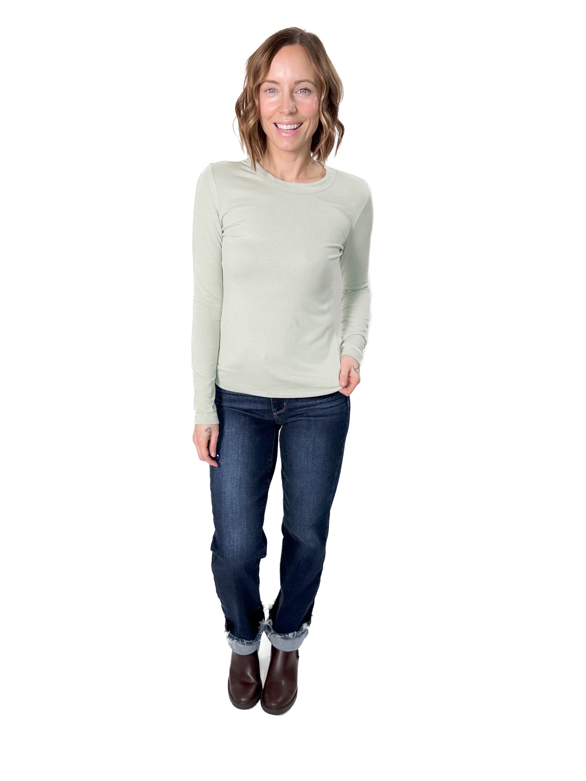 Chello Round Neck Long Sleeve- SAGE-FINAL SALE