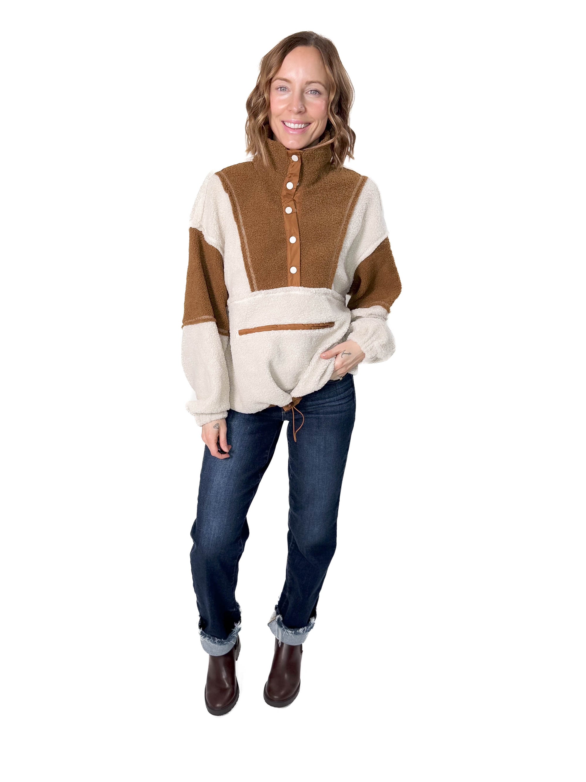 Roxy Colour Block Sherpa- OATMEAL/CAMEL-FINAL SALE