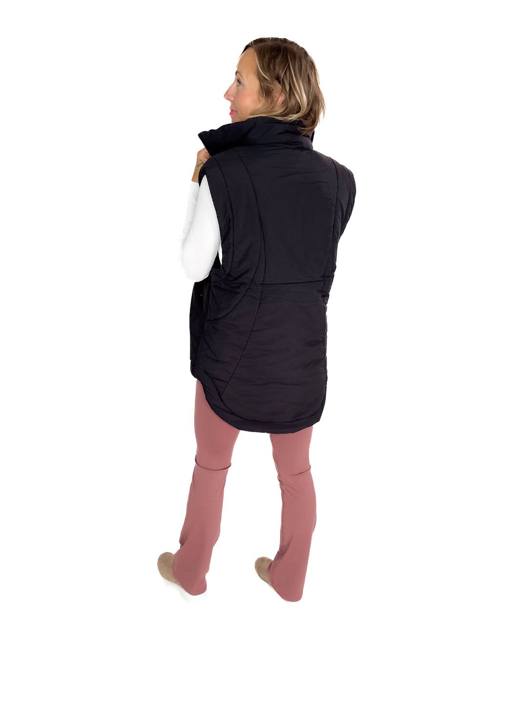 MONO B Summit Fleece Lined Vest- BLACK