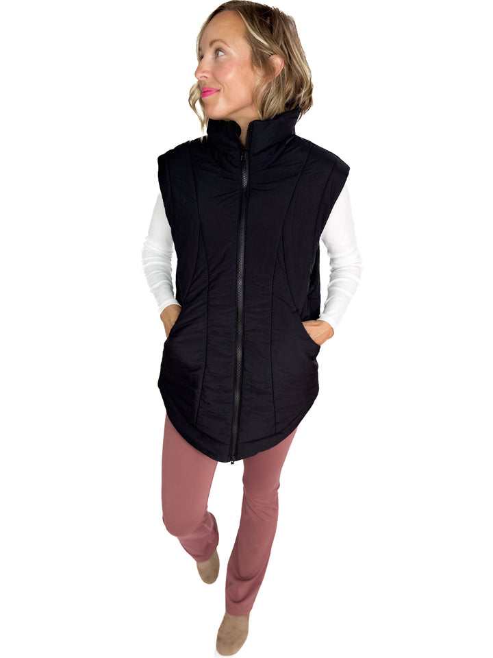 MONO B Summit Fleece Lined Vest- BLACK