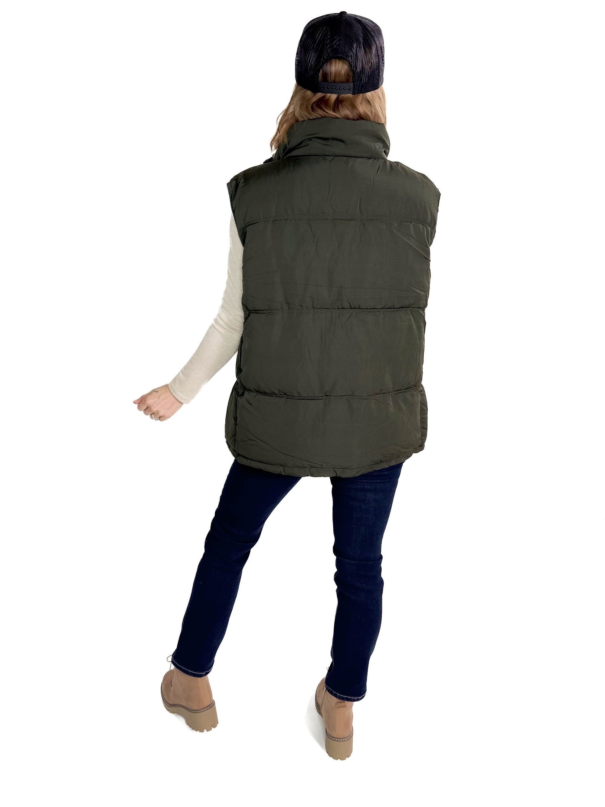 THREAD & SUPPLY Kelsey Vest- BLACK OLIVE-FINAL SALE