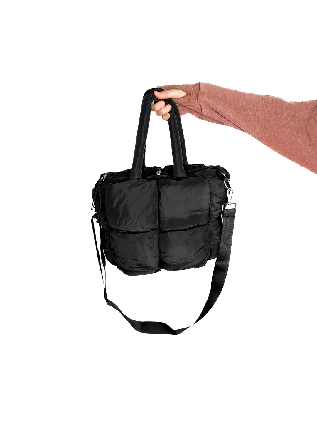 Kady Quilted Puffer Tote- BLACK