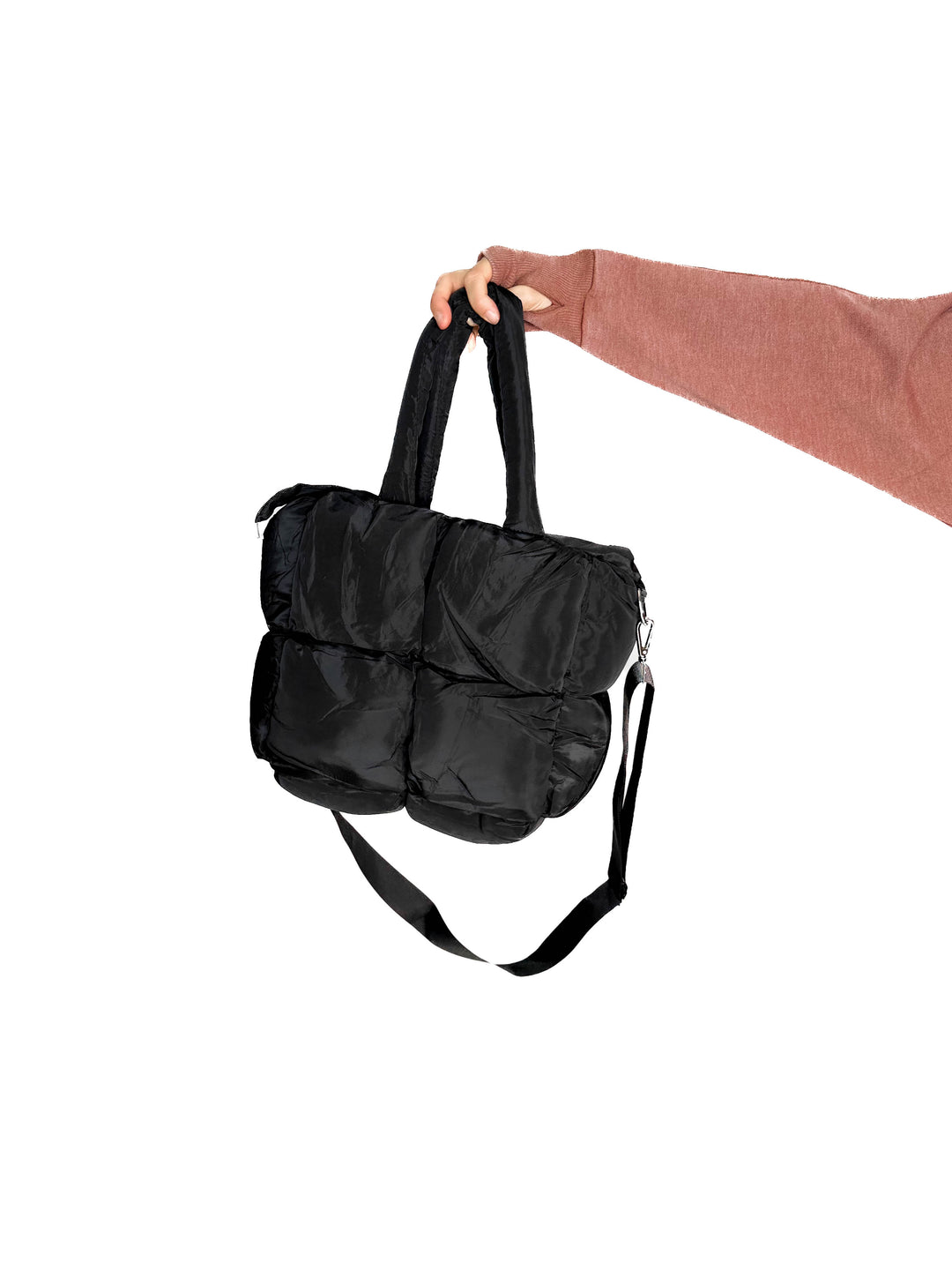 Kady Quilted Puffer Tote- BLACK