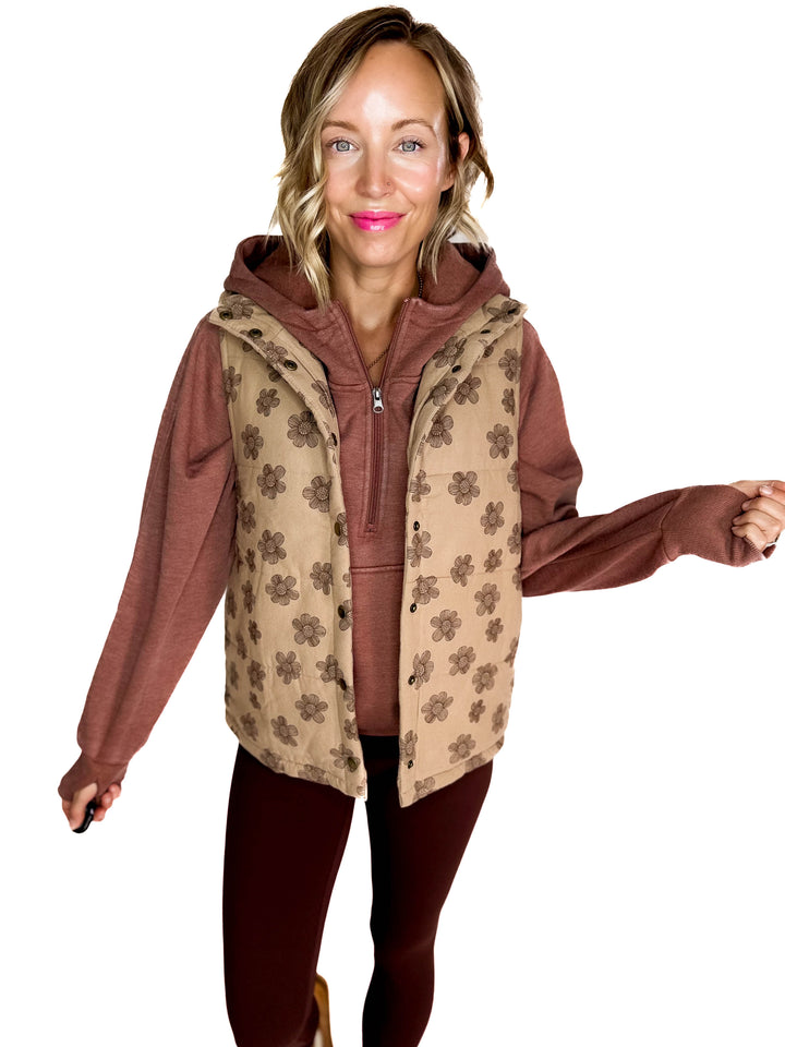 Noah Florah Padded Vest- MOCHA