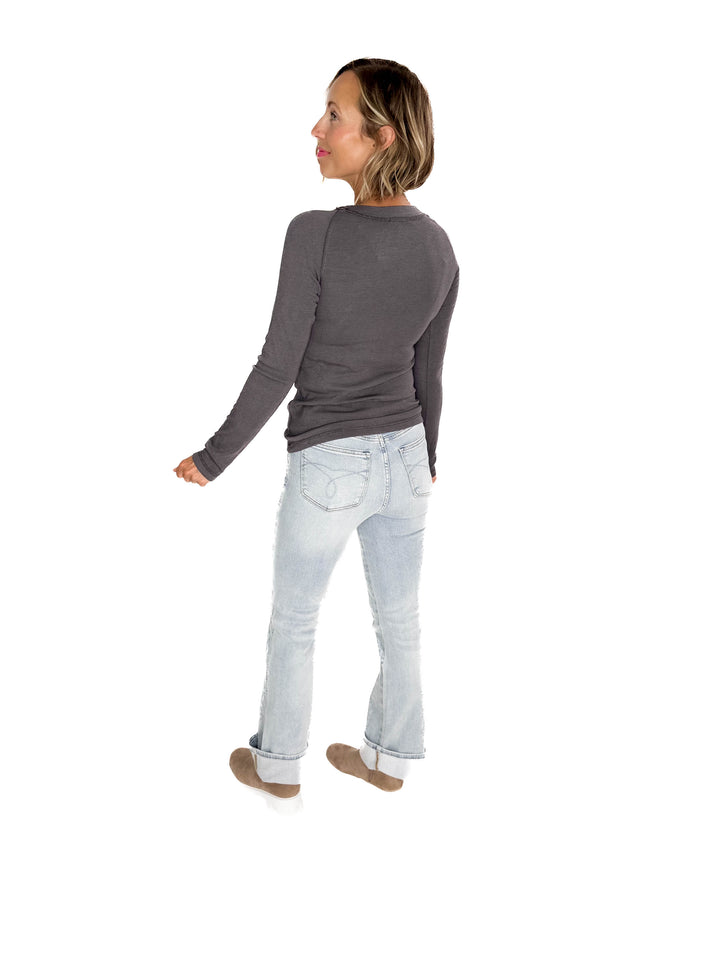 Cullen Raglan Sleeve Top- CHARCOAL