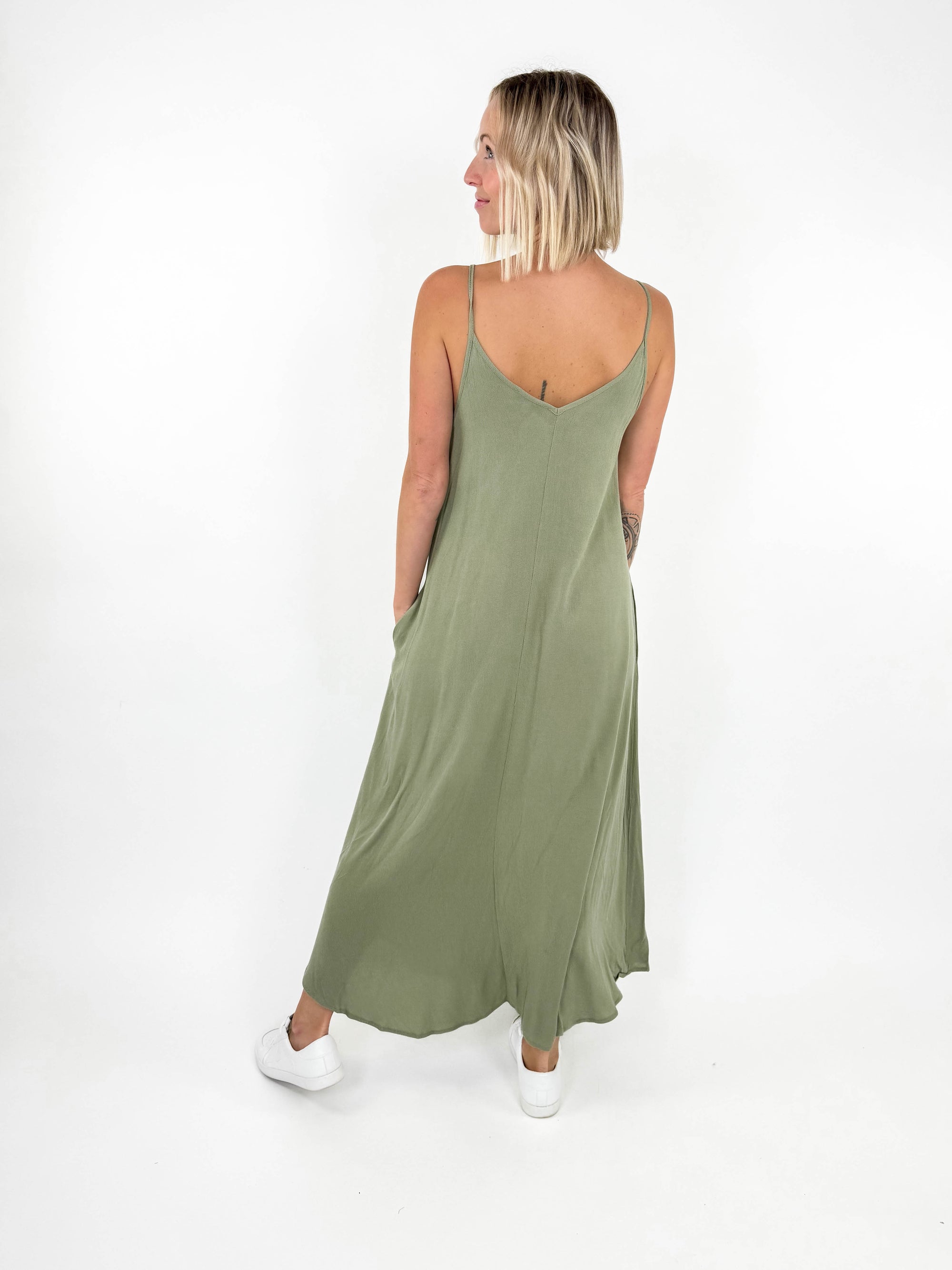 Coastal Woven Maxi Dress- OLIVE