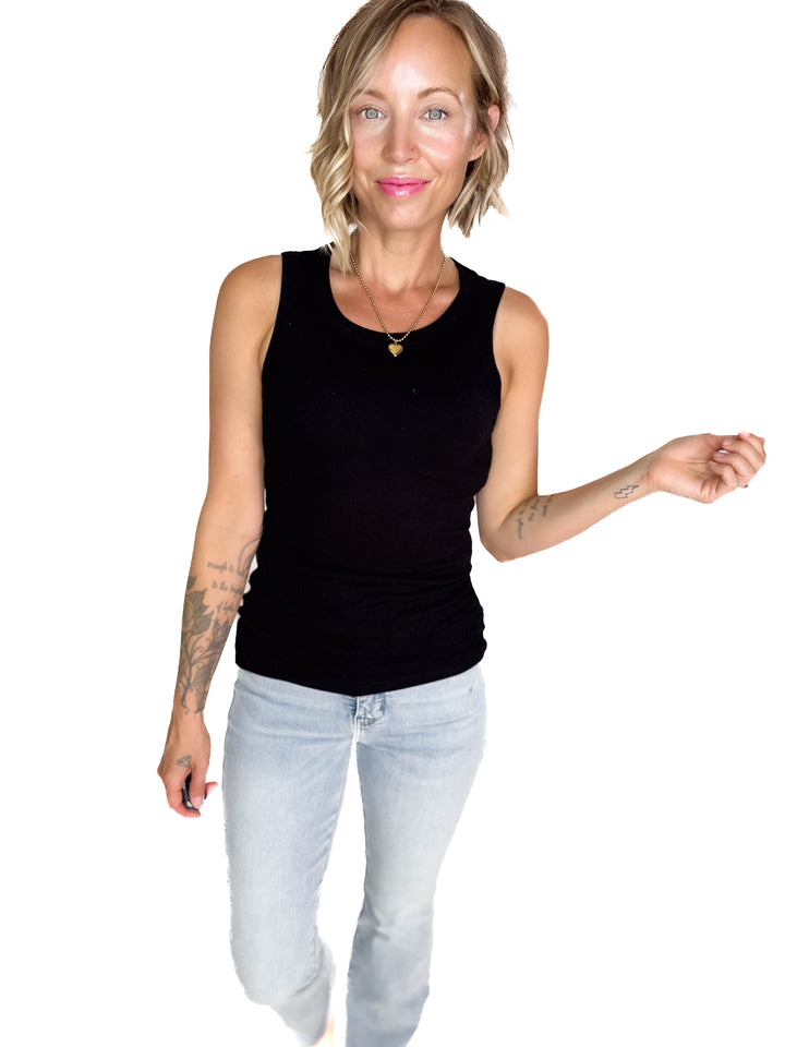 MONO B Kyrie Essential Ribbed Tank- BLACK