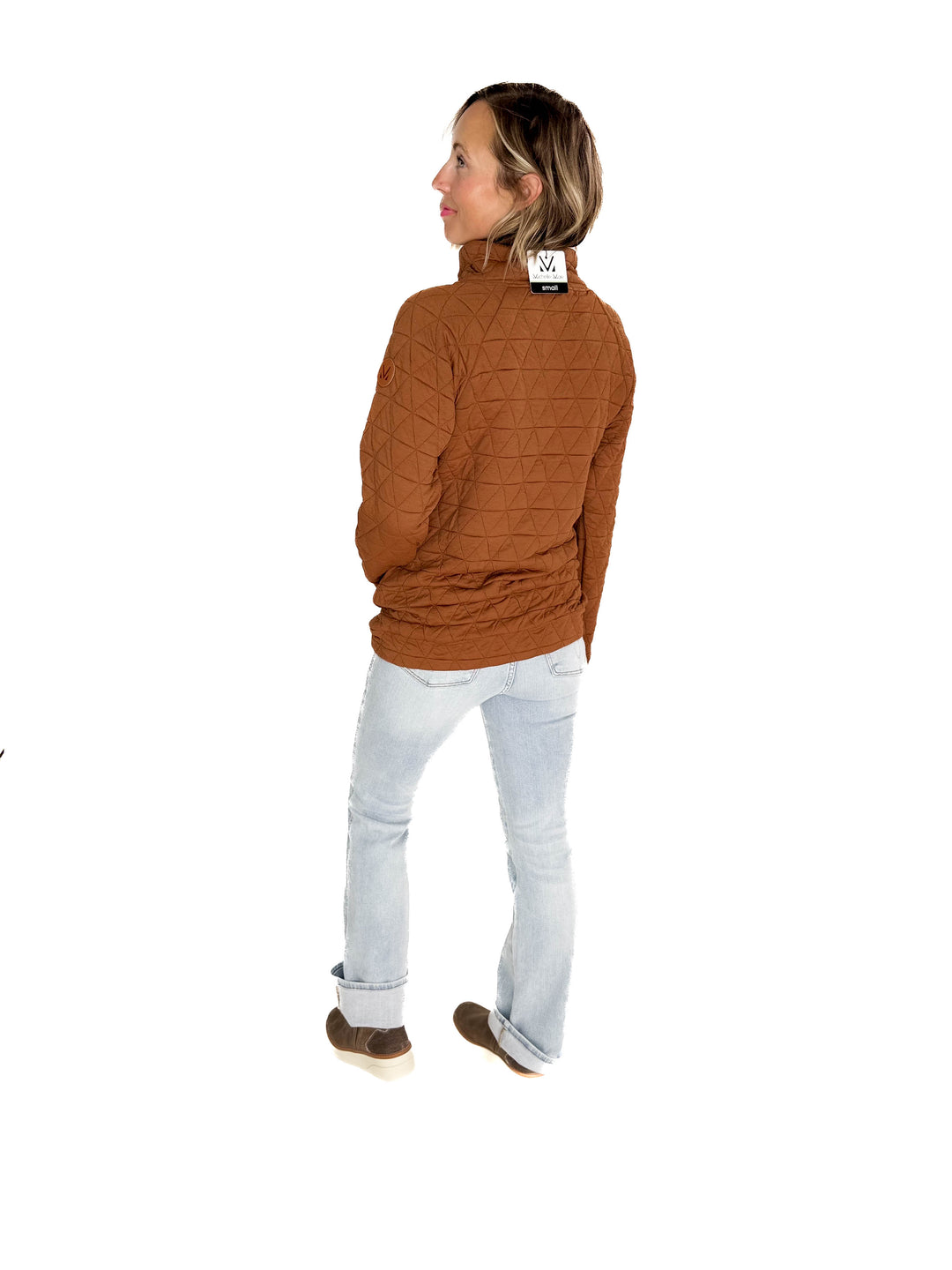 MICHELLE MAE Georgia Quilted Snap Button Pullover- RUST **PRE-ORDER ETA SEPT 10**