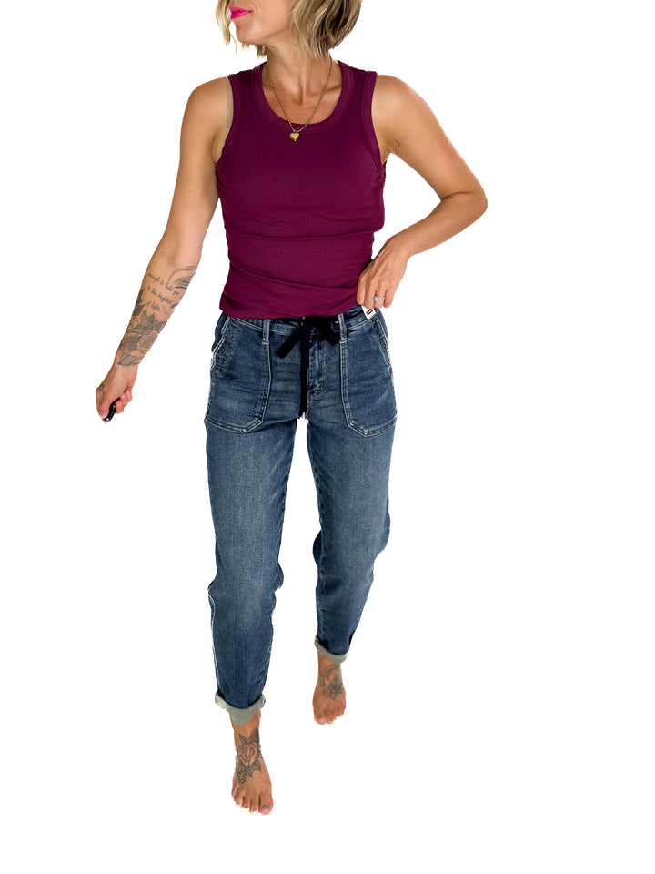 JUDY BLUE Archie Vintage Wash Jogger- DARK