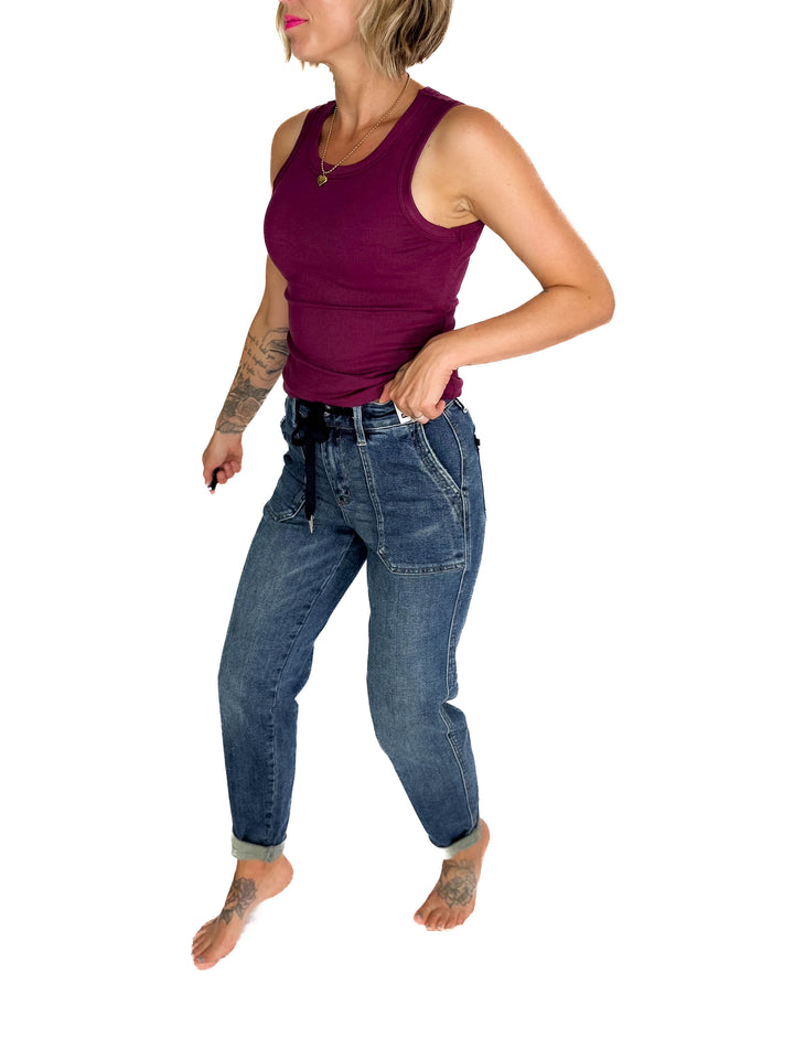 JUDY BLUE Archie Vintage Wash Jogger- DARK